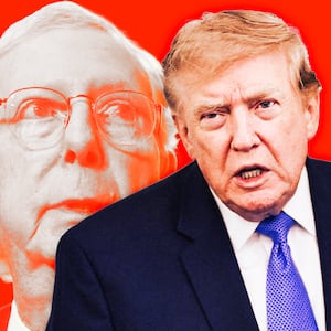A photo illustration of Mitch McConnell and Donald Trump.