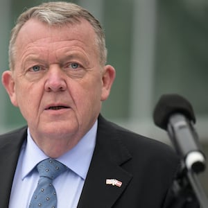 Danish Foreign Minister Lars Lokke Rasmussen speaks during a news conference at the Danish Embassy in Washington, DC, on January 14, 2026. Denmark and Greenland's top diplomats held high-stakes talks at the White House on Wednesday, with President Donald Trump warning it was "vital" for the United States to take control of the Arctic island. (Photo by Oliver Contreras / AFP via Getty Images)