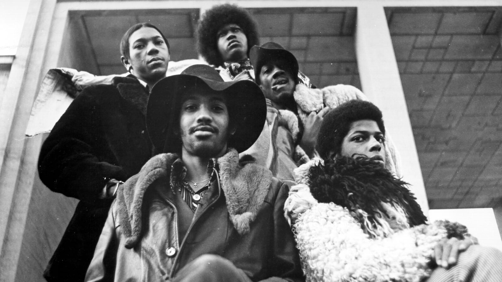1971: (Clockwise from left) Drummer Tiki Fulwood, guitarist Tawl Ross, keyboardist Bernie Worrell, Billy "Bass" Nelson, and guitarist Eddie Hazel of the funk group Parliament-Funkadelic pose for a portrait in 1971.