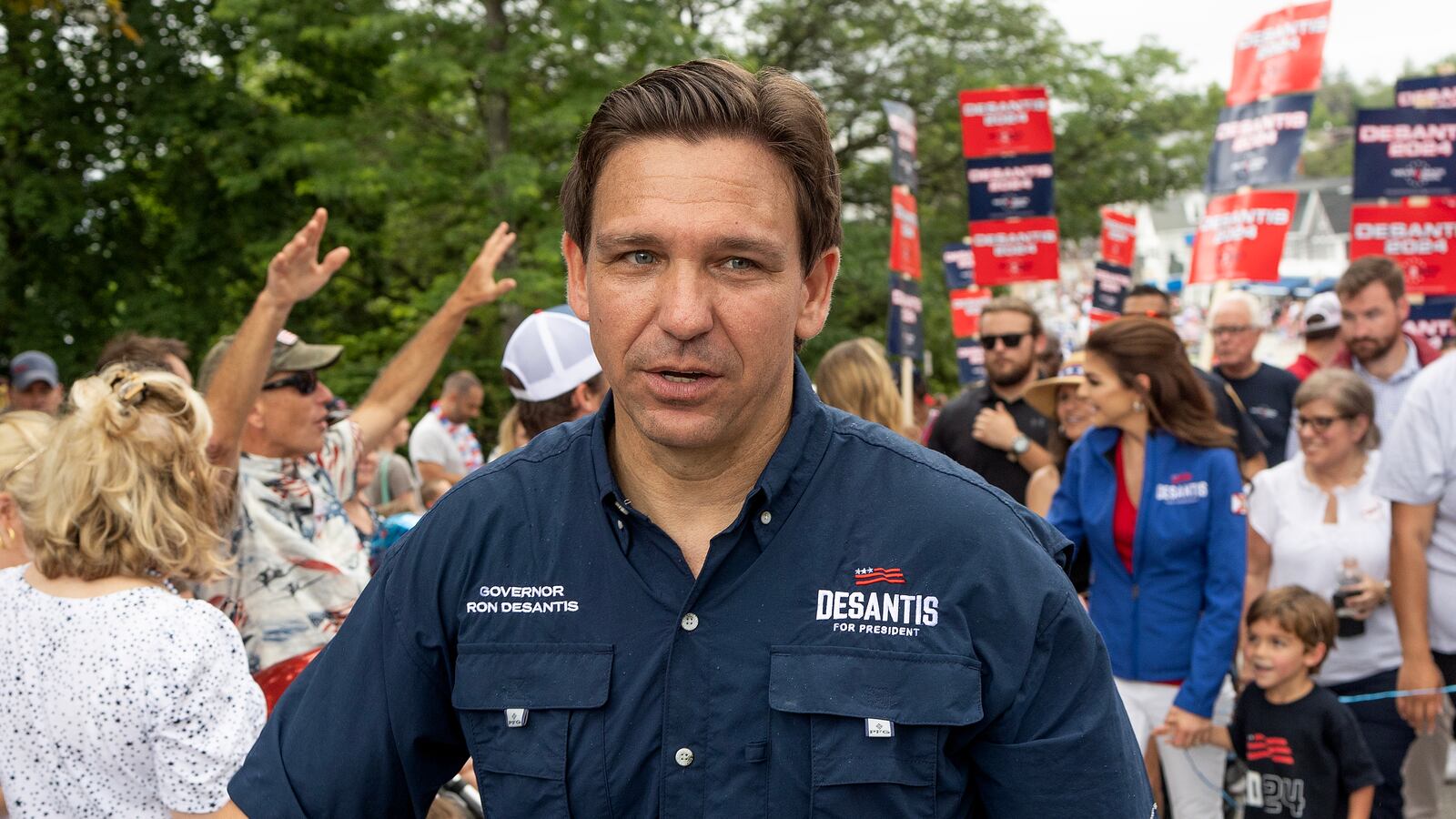 A photo of Governor Ron DeSantis, who defended a homophobic anti-Trump ad released by his campaign.