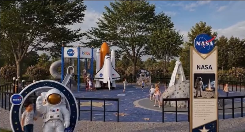 A playground with a toy Space SHuttle