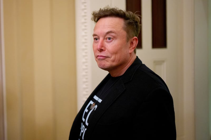 Elon Musk departs the U.S. Capitol Building on March 5, 2025 in Washington, DC.
