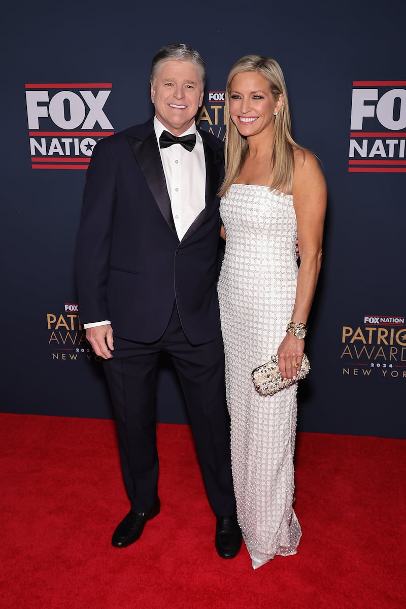 GREENVALE, NEW YORK - DECEMBER 05: (L-R) Sean Hannity and Ainsley Earhardt attend FOX Nation's 2024 Patriot Awards at Tilles Center for the Performing Arts on December 05, 2024 in Greenvale, New York. (Photo by Theo Wargo/Getty Images)