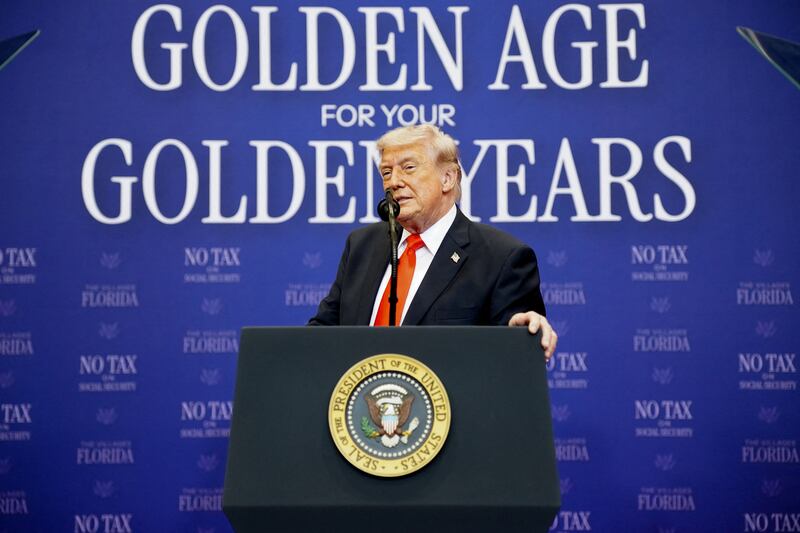 U.S. President Donald Trump speaks during an event at The Villages Charter School at The Villages, Florida, U.S., May 1, 2026. REUTERS/Nathan Howard