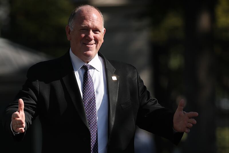 White House Border Czar Tom Homan, pictured on September 9, 2025, was reportedly under investigation for accepting $50,000 in cash in a Cava bag in September 2024 while promising to help undercover FBI agents posing as business men secure contracts should Donald Trump return to office.