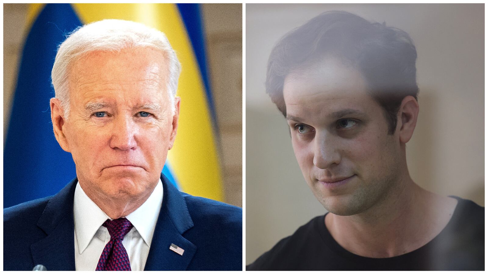 President Joe Biden and Evan Gershkovich