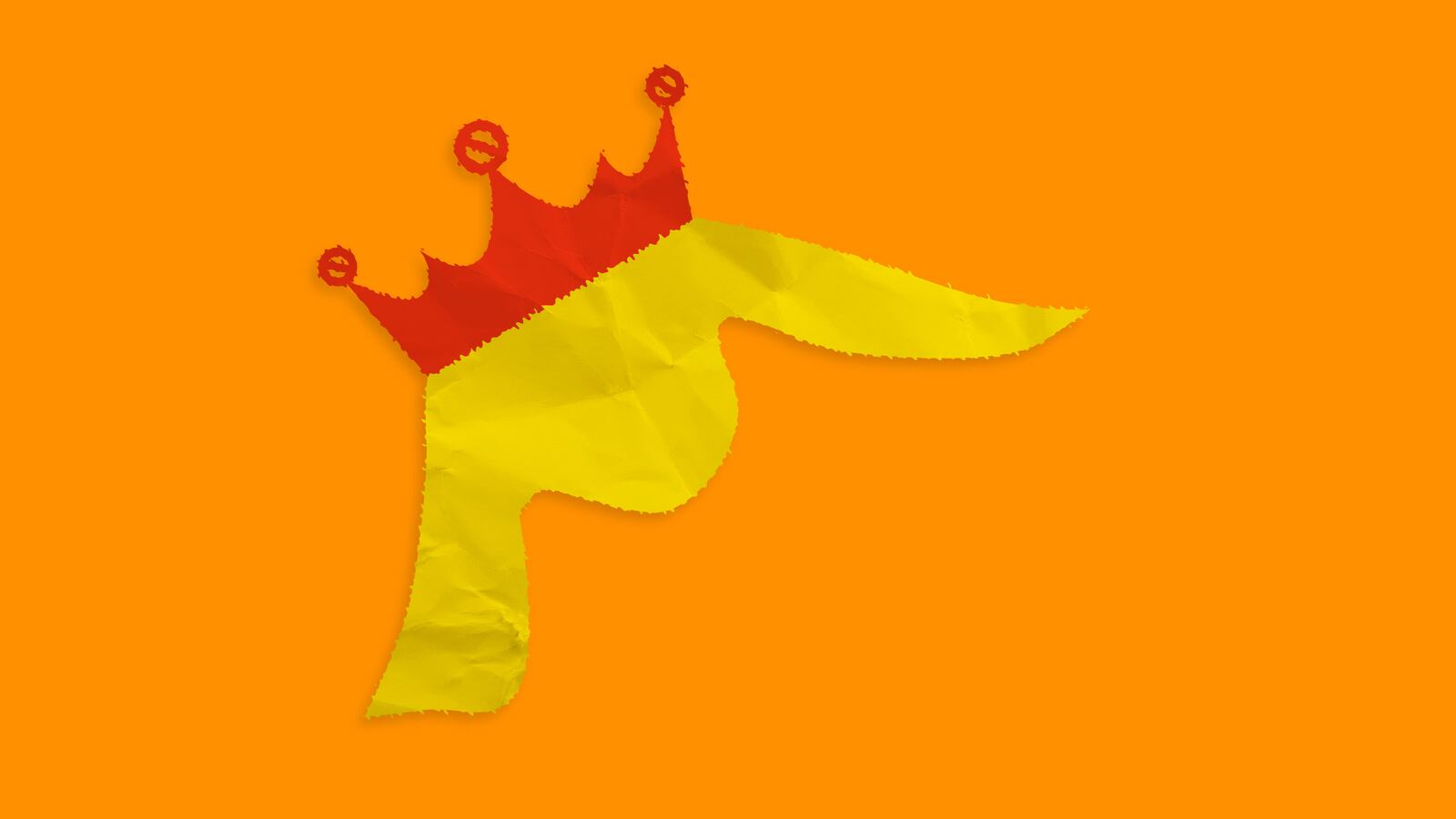 Illustration Donald Trump's hair with a red crown with the "no" symbol on top