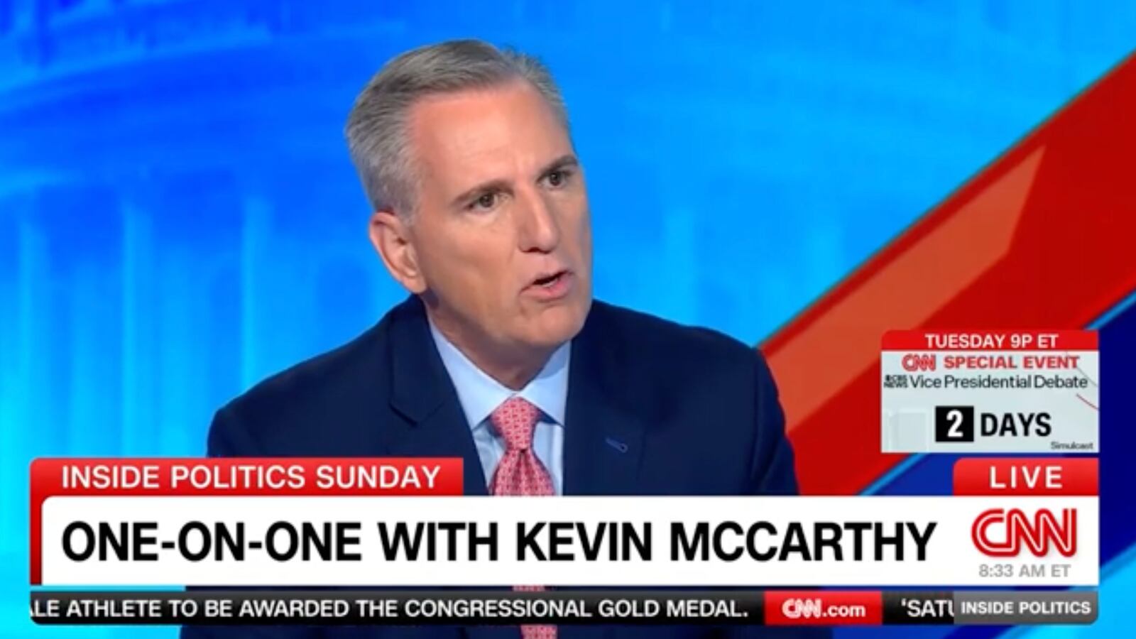 Former GOP House Speaker Kevin McCarthy during an appearance on CNN.