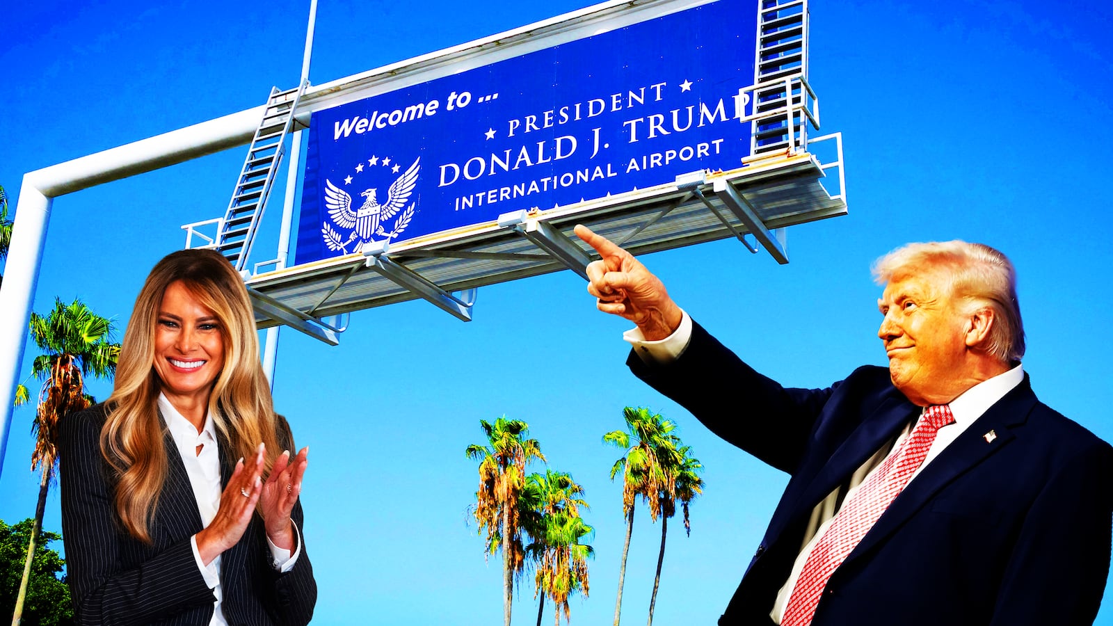 Donald Trump airport, Melania Trump, Donald Trump photo illustration