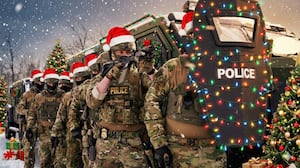 The computer-generated image of Christmasy federal agents, which saw DHS criticized.