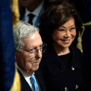 Senator Mitch McConnell (R-KY)and wife Elaine Chao arrive before the inauguration ceremony where Donald Trump is sworn in as the 47th US President in the US Capitol Rotunda in Washington, DC, on January 20, 2025. (Photo by Julia Demaree Nikhinson / AFP via Getty Images)