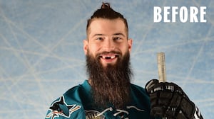 LOS ANGELES, CA - JANUARY 29: Brent Burns #88 of the San Jose Sharks poses for a portrait prior to the 2017 Honda NHL All-Star Game at Staples Center on January 29, 2017 in Los Angeles, California.