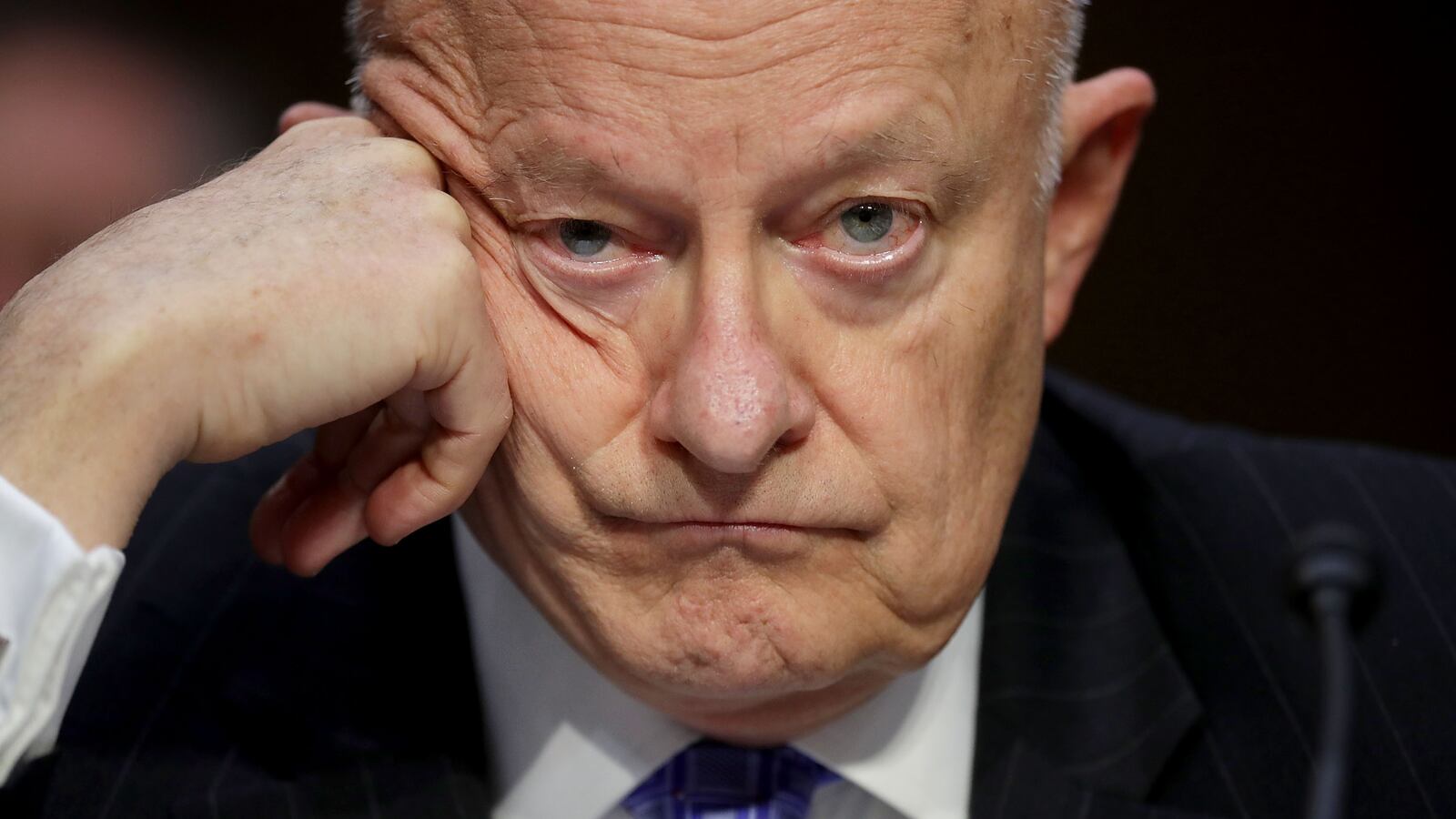 WASHINGTON, DC - MAY 08: Former Director of National Intelligence James Clapper testifies before the Senate Judiciary Committee's Subcommittee on Crime and Terrorism in the Hart Senate Office Building on Capitol Hill May 8, 2017 in Washington, DC. Before being fired by U.S. President Donald Trump, former acting U.S. Attorney General Sally Yates said she had warned the White House about contacts between former National Security Advisor Michael Flynn and Russia that might make him vulnerable to blackmail. (Photo by Chip Somodevilla/Getty Images)