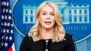 The White House press secretary Karoline Leavitt, speaks during a press briefing in the James S. Brady Press Briefing Room of the White House, on August 28, 2025, in Washington D.C. (Photo by Mehmet Eser / Middle East Images via AFP) (Photo by MEHMET ESER/Middle East Images/AFP via Getty Images)
