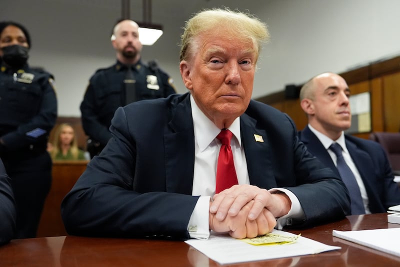 President Donald Trump appears for his hush money trial at Manhattan Criminal Court on May 28, 2024