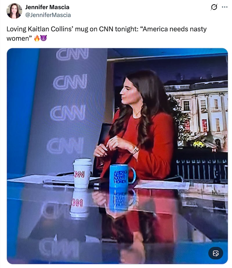 Kaitlan Collins and her statement mug.