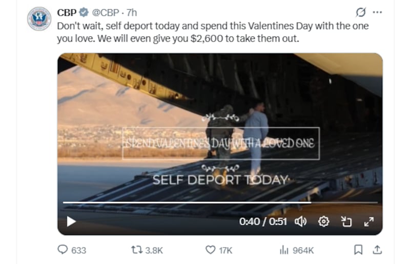 A Valentine's Day video shared by CBP.