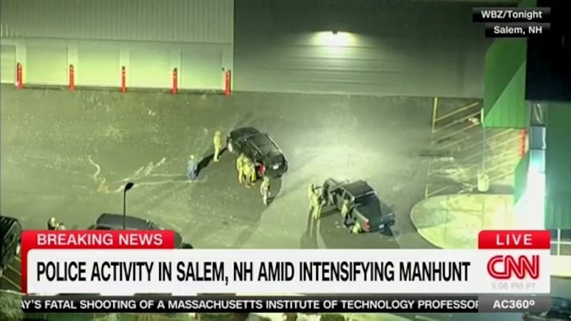 Authorities swarmed an area in Salem, New Hampshire on Thursday night after finding an abandoned car.