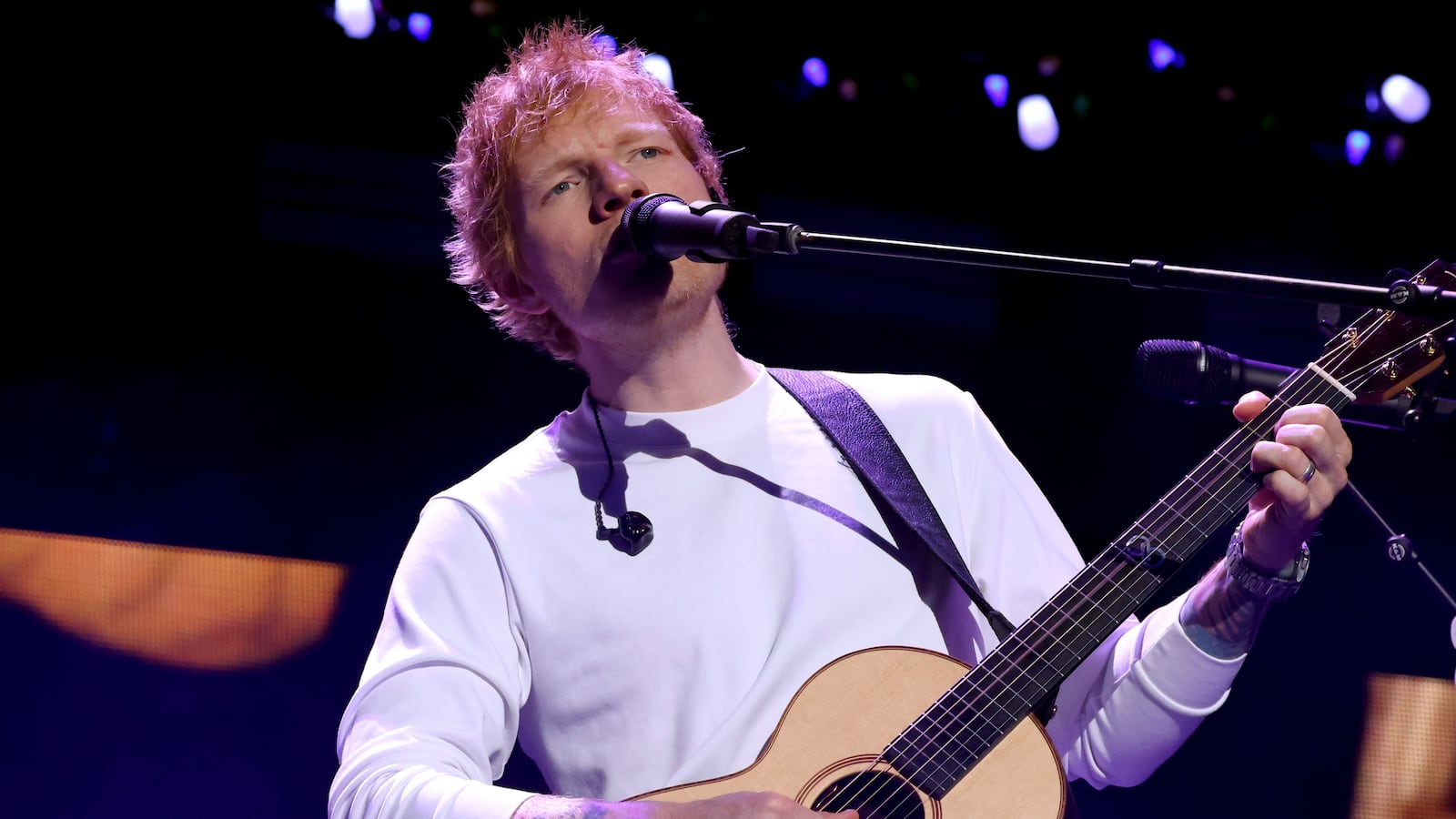NEW YORK, NEW YORK - DECEMBER 12: Ed Sheeran performs onstage during iHeartRadio z100's Jingle Ball 2025 Presented By Capital One at Madison Square Garden on December 12, 2025 in New York City. (Photo by Kevin Mazur/Getty Images for iHeartRadio