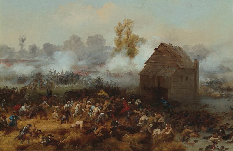 Battle of Long Island on Aug. 26, 1776 in the American Revolutionary War by Alonzo Chappel, 1860.