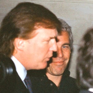 Donald Trump and Jeffrey Epstein in New York City, on April 9, 1997.