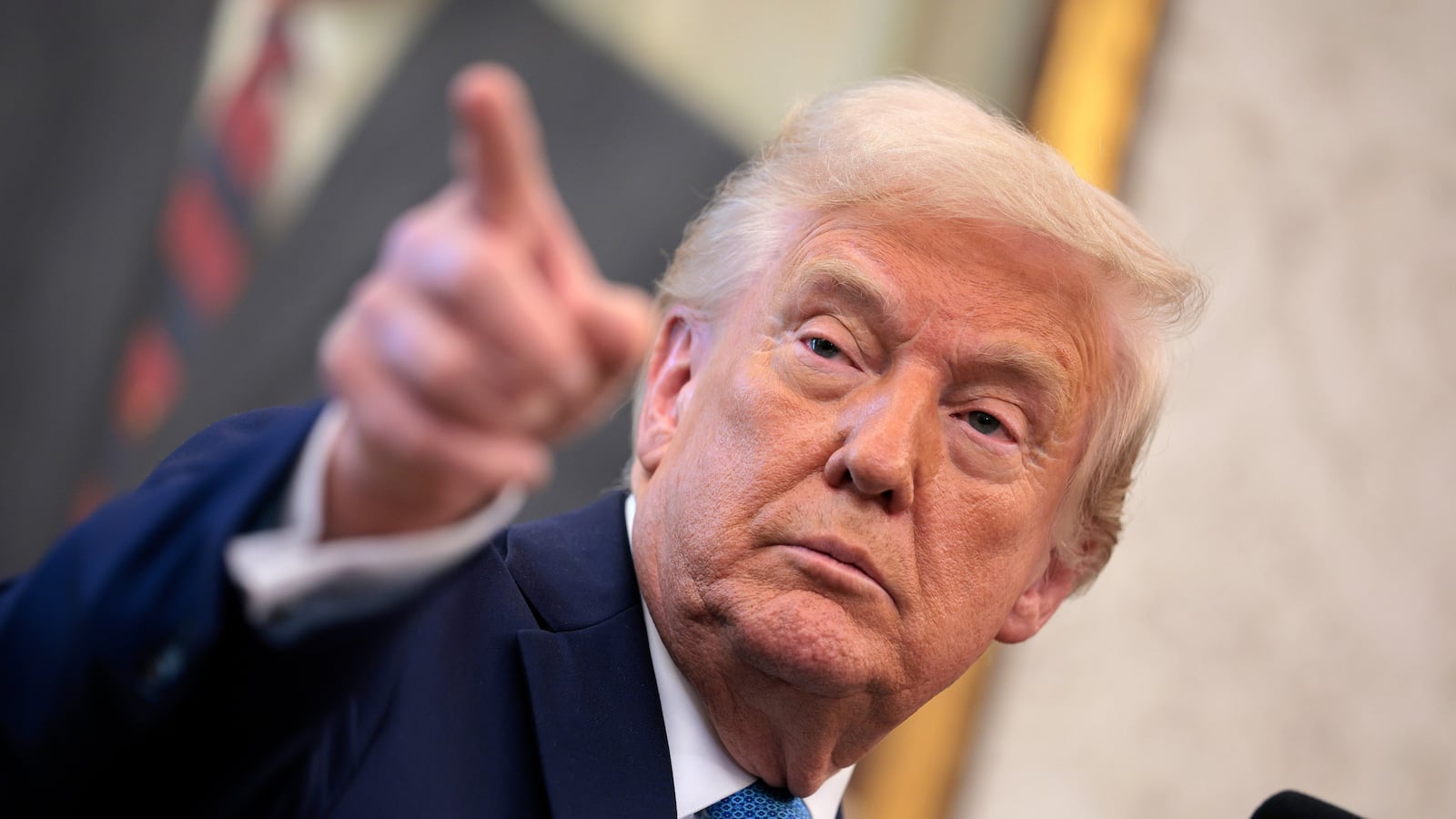 President Donald Trump delivers remarks in the Oval Office at the White House on April 22, 2025 in Washington, DC.
