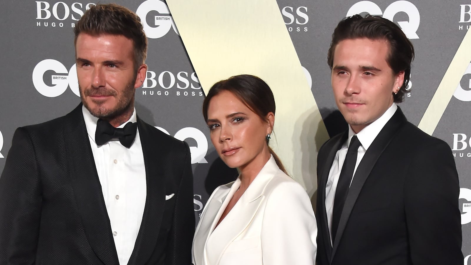 David Beckham, Victoria Beckham, and Brooklyn Beckham attend GQ Men Of The Year Awards 2019