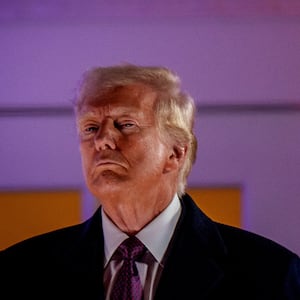 STERLING, VIRGINIA - JANUARY 18: (Editors Note: Alternative Crop) U.S. President-elect Donald Trump attends a private party and fireworks show at Trump National Golf Club on January 18, 2025 in Sterling, Virginia.