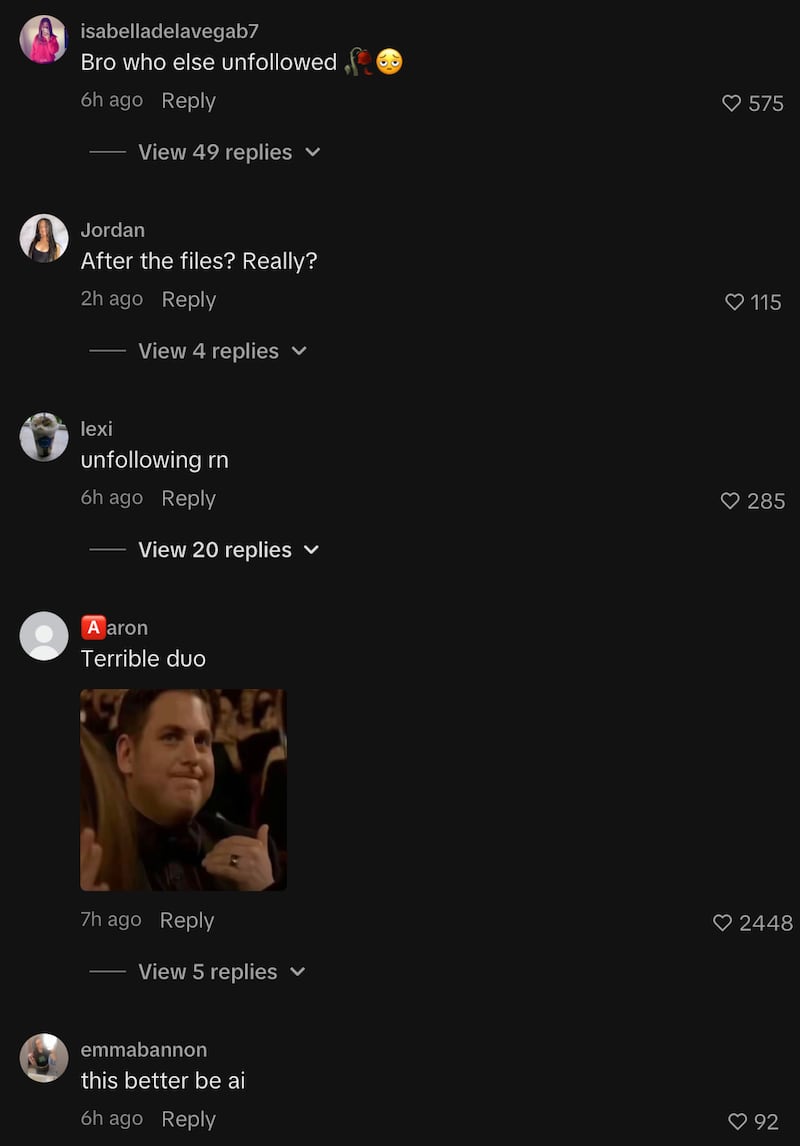Comments on Jake Paul's Trump TikTok dance.
