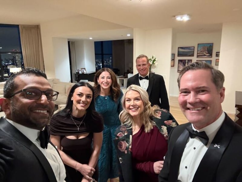 Wedding ready: Kash Patel in Manhattan, where he attended the Reschenthaler/Singman wedding with his girlfriend Alexis Wilkins, along with U.N. ambassador Mike Walz and his wife Julia Nesheiwathite, and White House press secretary Karoline Leavitt and her husband, Nicholas Riccio.