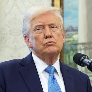 President Donald Trump speaks during a swearing-in ceremony for the Chairman of the SEC Paul Atkins.