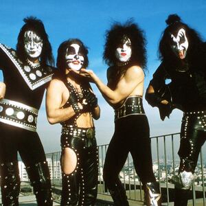 LOS ANGELES - JANUARY 1975:  Ace Frehley, Paul Stanley, Peter Criss, and Gene Simmons of the rock and roll band Kiss pose for a portrait session in January 1975 in Los Angeles, California. (Photo by Michael Ochs Archives/Getty Images)