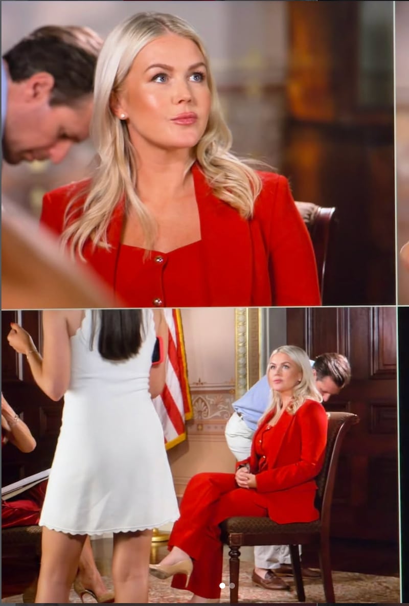 A separate Instagram post of Karoline Leavitt from by_brittany_danielle in the Eisenhower Executive Office Building on July 23, 2026.