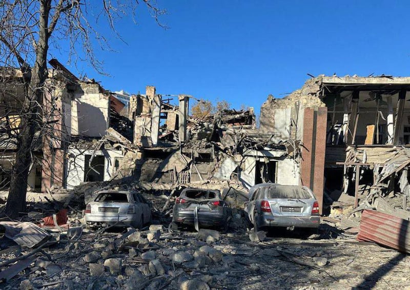 A view of the destruction in the area after Russian forces launched a missile attack on the Odesa, Ukraine on November 25, 2024.