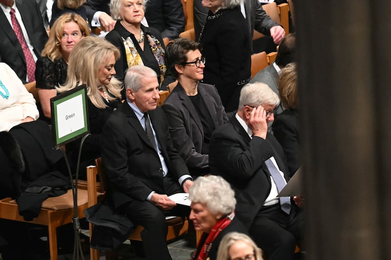 Dr. Anthony Fauci and MS NOW Host Rachel Maddow sat together at Thursday’s service.