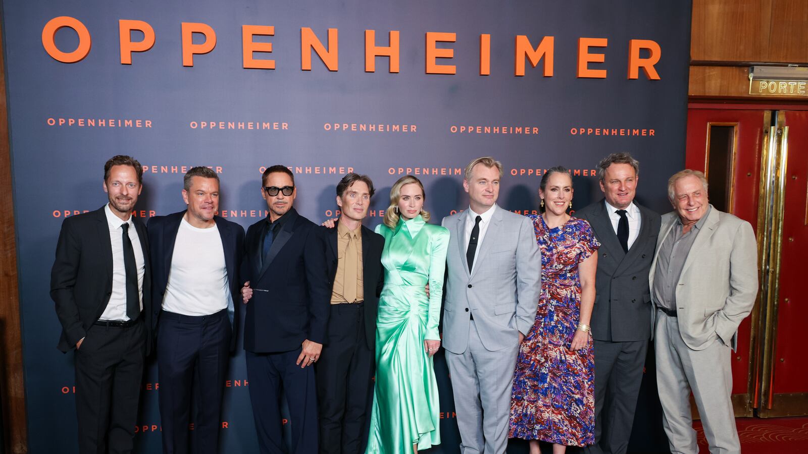 Cast of “Oppenheimer” at Paris premiere