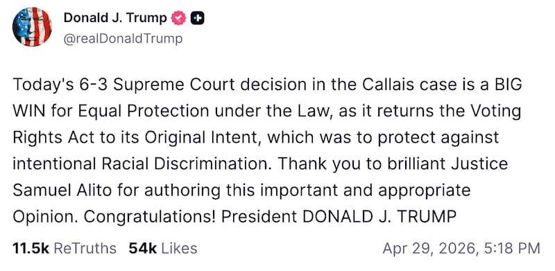 Donald Trump on Truth Social