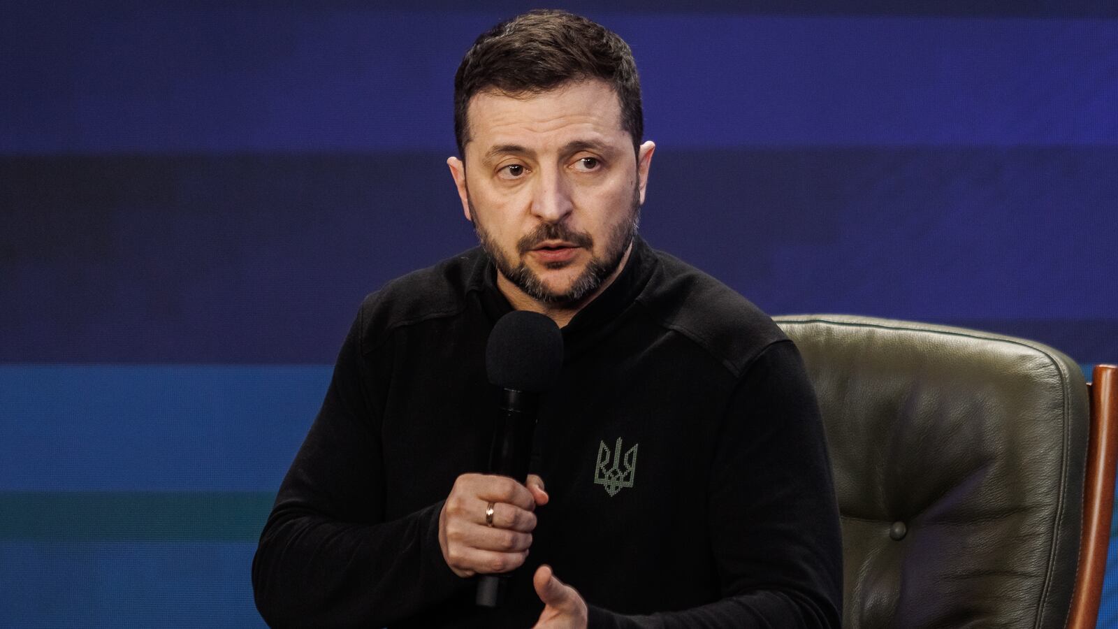 KYIV, UKRAINE - FEBRUARY 23: President of Ukraine Volodymyr Zelenskyi gives a press conference during the forum 'Ukraine. Year 2025' on February 23, 2025 in Kyiv, Ukraine. Forum 'Ukraine. Year 2025' is dedicated to the third anniversary of Russia's full-scale invasion of Ukraine. It discusses the most important issues of the country's development. (Photo by Yurii Stefanyak/Global Images Ukraine via Getty Images)