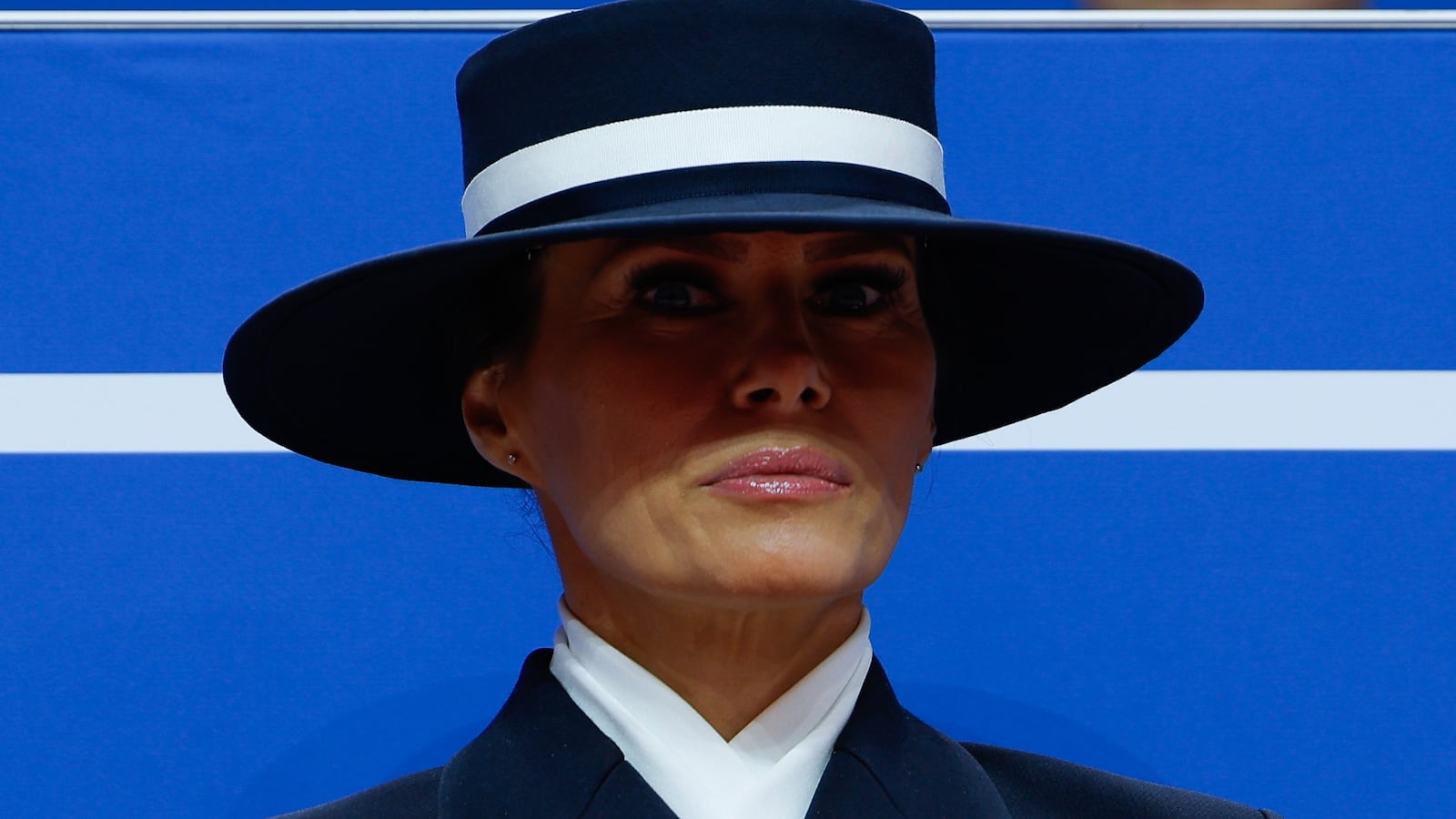 WASHINGTON, DC - JANUARY 20: First lady Melania Trump looks on during an indoor inauguration parade at the Capital One Arena on January 20, 2025 in Washington, DC. Donald Trump takes office for his second term as the 47th president of the United States. (Photo by Anna Moneymaker/Getty Images)