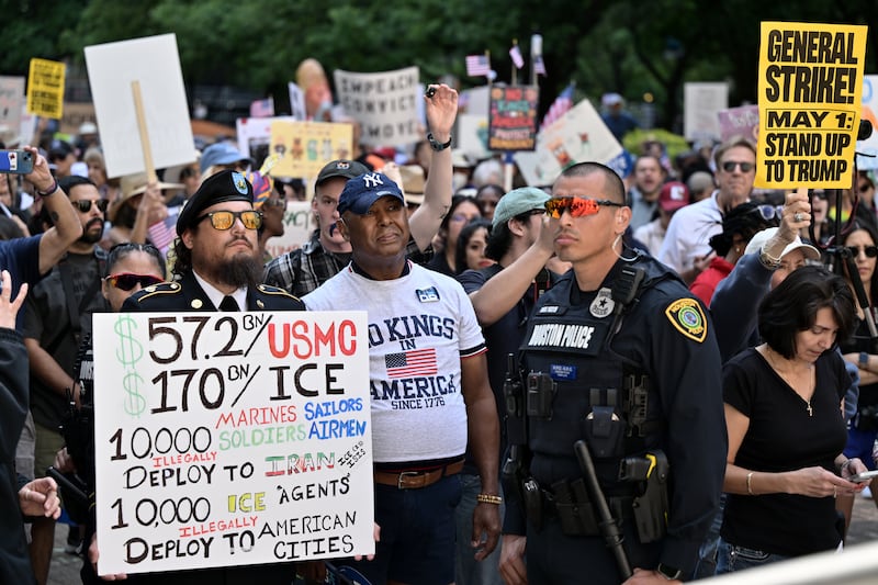 No Kings protesters focused their ire on the war with Iran. Photo by Marcus Ingram/Getty Images for Women's March.