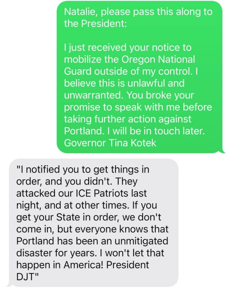 Trump's second exchange with Kotek.