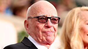 BEVERLY HILLS, CA - JANUARY 10: 73rd ANNUAL GOLDEN GLOBE AWARDS -- Pictured: (l-r) News Crop. CEO Rupert Murdoch and model Jerry Hall arrive to the 73rd Annual Golden Globe Awards held at the Beverly Hilton Hotel on January 10, 2016. (Photo by Christopher Polk/NBCU Photo Bank/NBCUniversal via Getty Images via Getty Images)