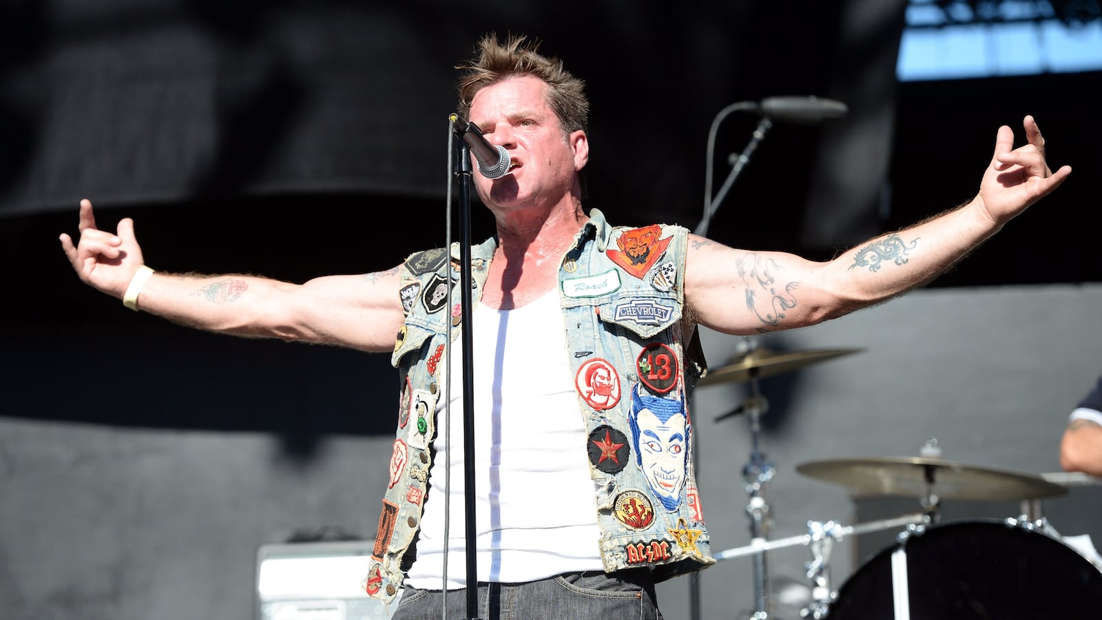 Singer David Roach of Junkyard performs onstage at the Cathouse Festival at Irvine Meadows Amphitheatre on August 15, 2015 in Irvine, California.