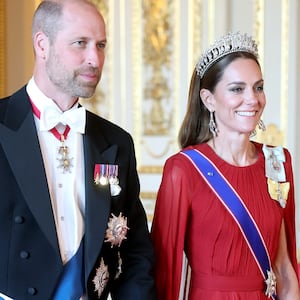 Prince William, Prince of Wales and Catherine, Princess of Wales attend a state banquet at Windsor Castle on July 8, 2025 in Windsor, England.