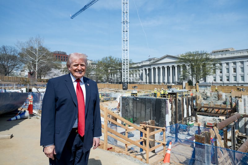Trump posted a photo of himself next to the ballroom construction site as he thanked the National Capital Planning Commission for approving the project.