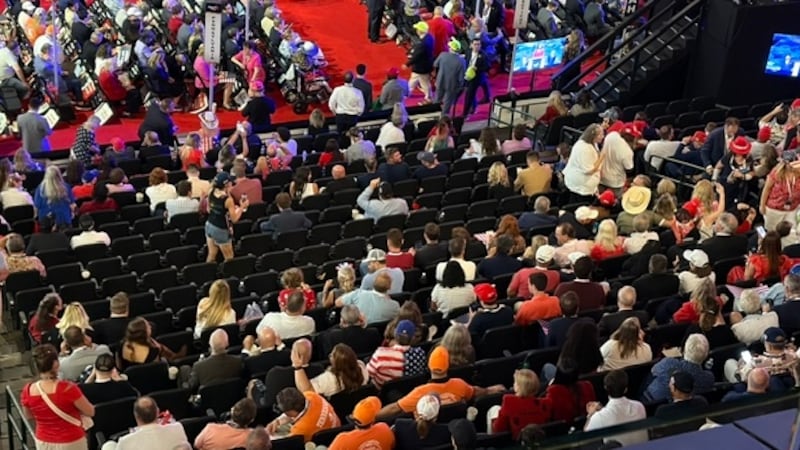 There were empty seats even in the lower level of the arena ahead of Trump's keynote address.