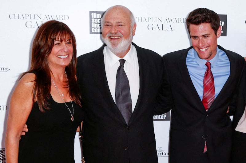 Honoree Rob Reiner arrives with his wife Michele, and son Jake at the 41st Annual Chaplin Award Gala