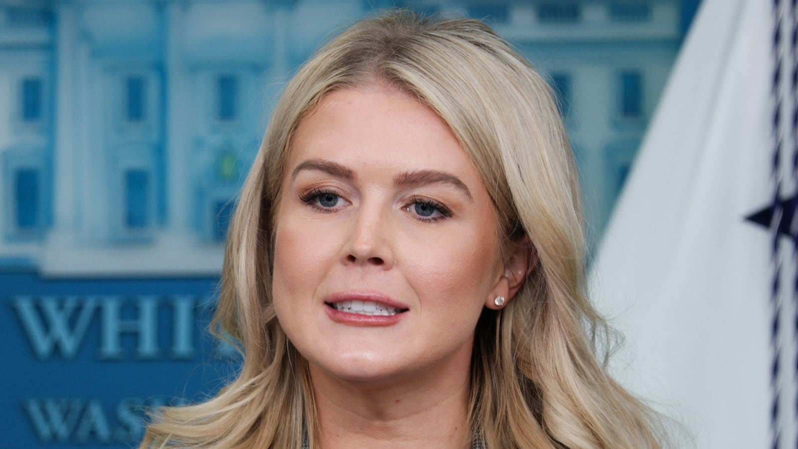 White House Press Secretary Karoline Leavitt speaks during the daily press briefing in the Brady Press Briefing Room at the White House on October 01, 2025