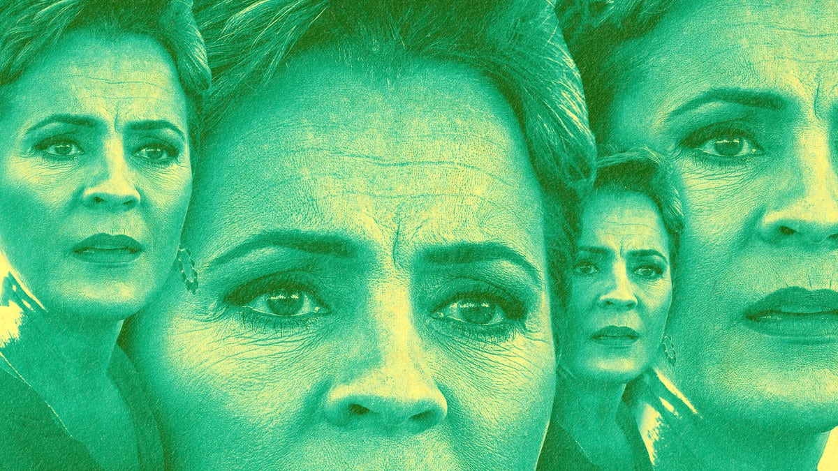 A photo illustration of Kari Lake