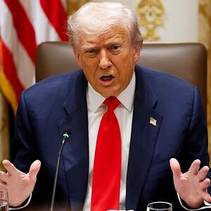 U.S. President Donald Trump speaks during a meeting with President of Argentina Javier Milei in the Cabinet Room at the White House on October 14, 2025 in Washington, DC. Trump is hosting Milei for a working lunch days after the U.S.